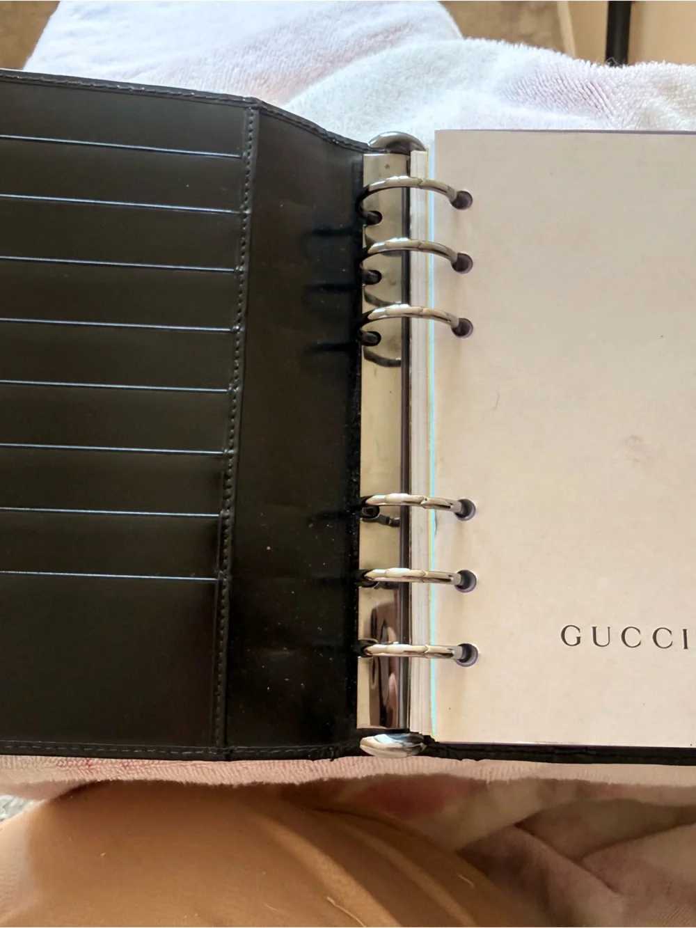 Gucci Black Patent GG Embossed Leather Agenda Cover